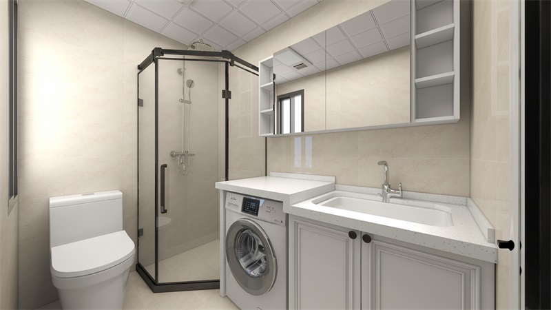 卫浴间的装修很有层次感，干湿分离后优化了空间动线，日常使用舒适。