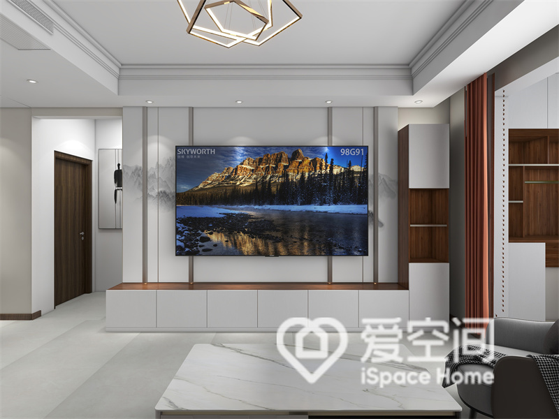 新中式风电视背景墙效果图