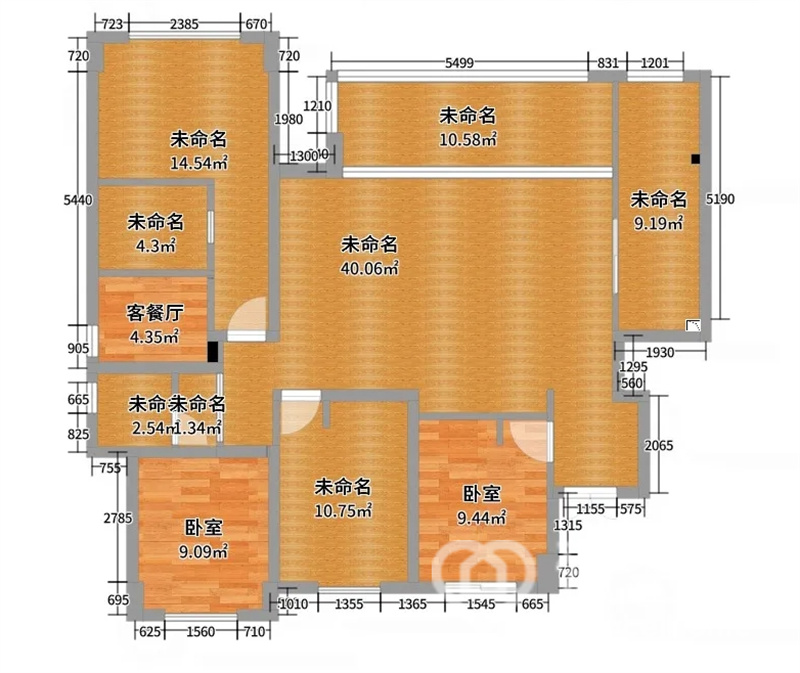 两居室日式风户型图