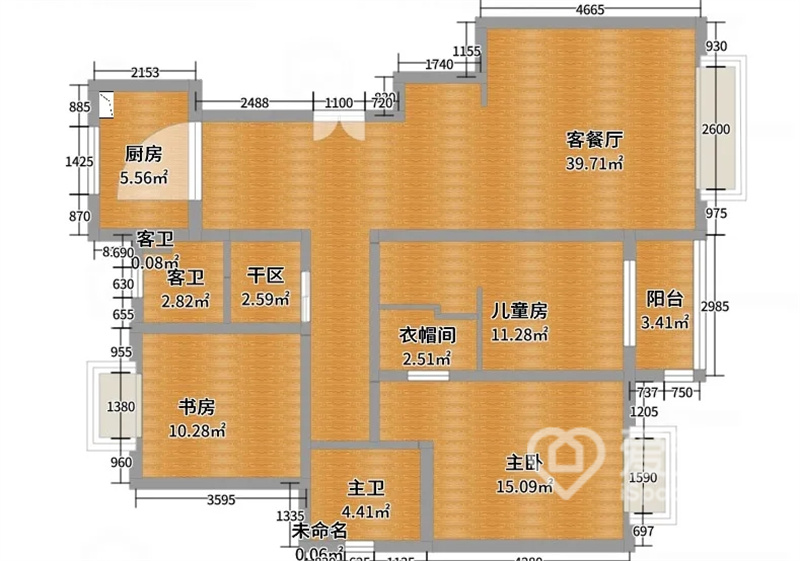 三居室新中式风户型图