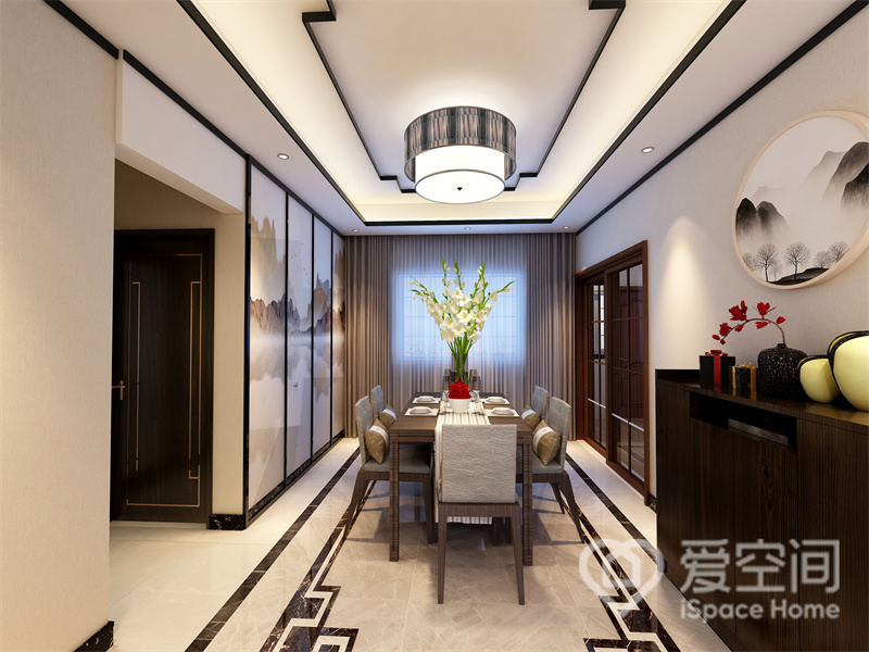 龙湖·上城1号楼115㎡三居室新中式风装修案例