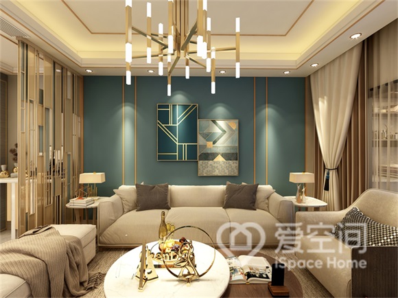 中海陽光玫瑰園109㎡三居室現代輕奢風裝修案例