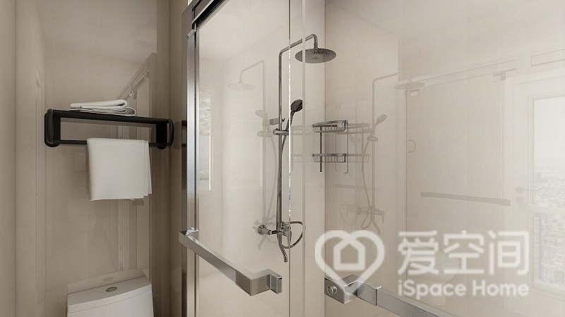 卫生间以实用性为出发点，整体呈现出舒适、高雅的格调，干湿分离设计提升了业主的生活品质。
