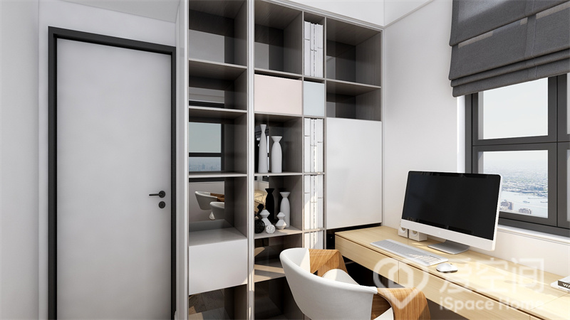 多功能室注重家具的实用性，白色与原木色的搭配可以有效减少视觉疲劳，让空间更显干净清爽。