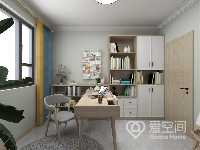 次卧墙面采用米色调设计，一进门就感受到温馨的气息，衣柜储物功能强大，使得空间充满实用感与设计感。