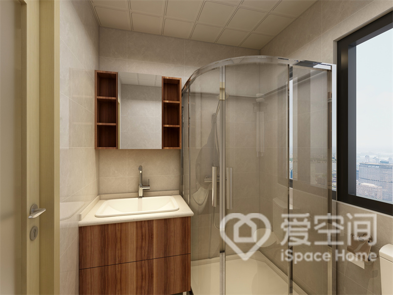 衛浴間結構緊湊，干濕分離營造出更有層次感和秩序感的生活空間。