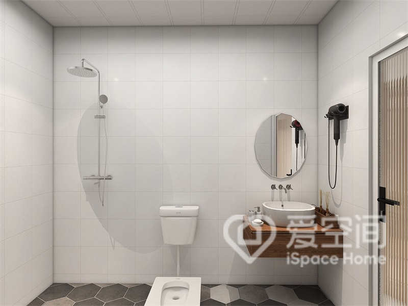 衛浴空間結構緊湊，動線的規劃與設計充分滿足了業主對生活品質的追求。