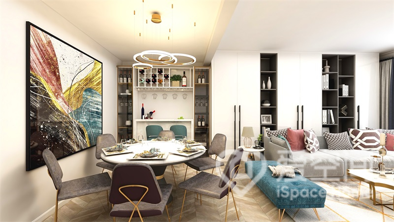 宝莱公寓88平米一居室现代简约风格装修案例