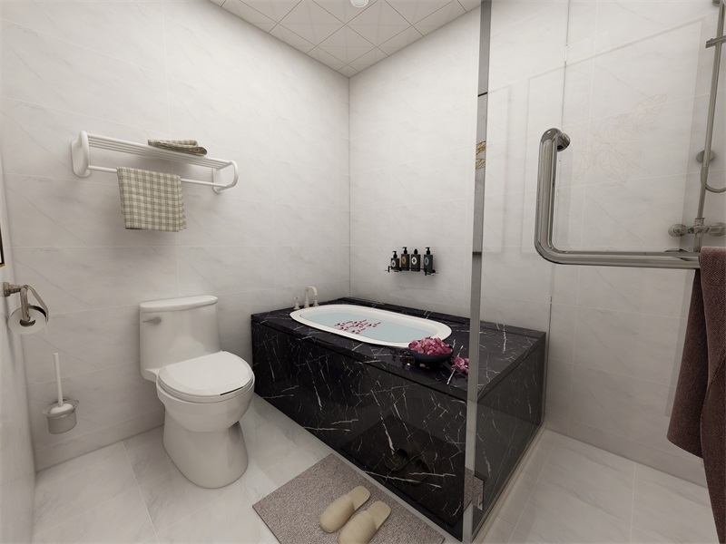 卫浴间以白色调为主，做了干湿分离，浴缸优雅精致，带来一定装饰效果。