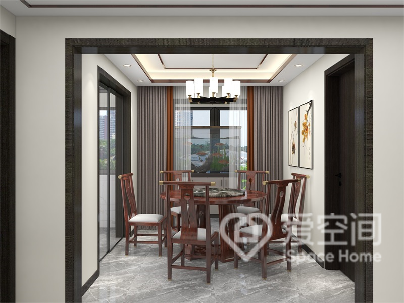 嶺南天地尚苑103平米兩居室新中式風裝修案例