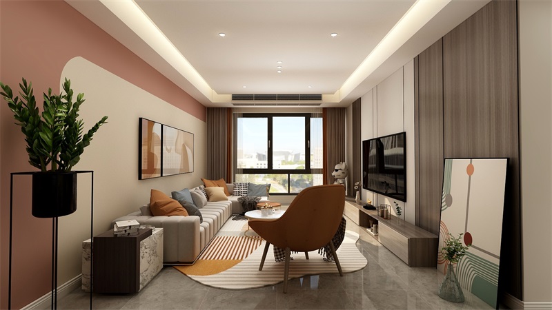 祥悅苑105平米兩居室現代簡約風裝修案例