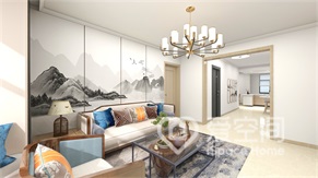 荣诚园114平米三居室新中式装修案例