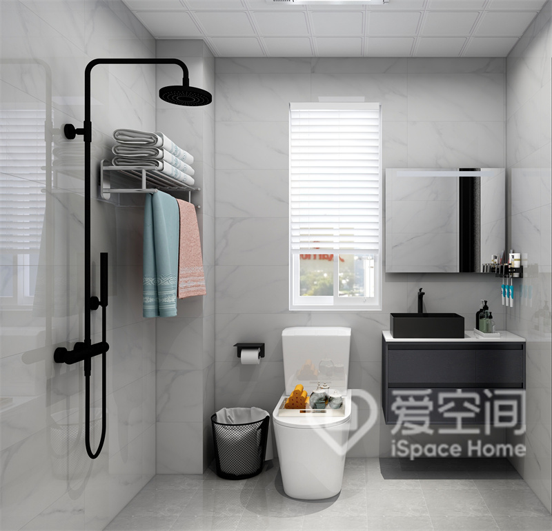 卫生间设计成干湿分离，在一定程度上可以延长家具的使用寿命，此外日常的清理也比较的方便。
