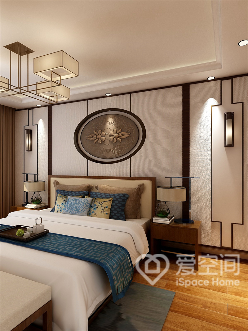 中星海上名豪苑134平米三居室新中式风装修案例