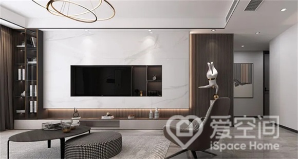 廣電天韻126㎡三居室現代輕奢風裝修案例